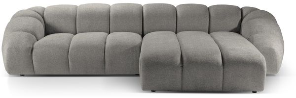Micadoni Ecksofa Diana 4-Sitzer Rechts Strukturierter Samtstoff Hellgrau