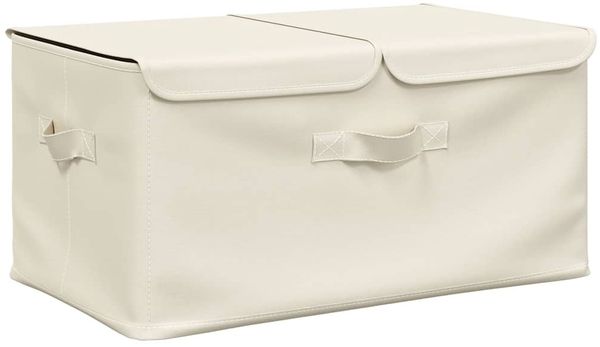 Aufbewahrungsbox, faltbarer Korb Stoff 50x30x25 cm Creme