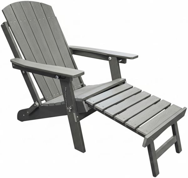 osoltus Canadian Deckchair Adirondack Stuhl incl. Fußhocker HDPE Grau