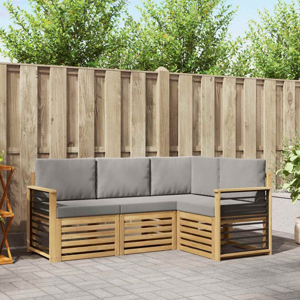vidaXL Sofagarnituren 4 pcs Weiß und Hellgrau 187,5 x 128,5 x 73 cm 3391766