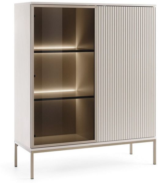 Masseno Glasvitrine Vitrinenschrank SENTIERO 126x104 cm gelb