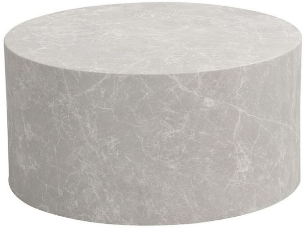 Couchtisch Monobloc 60x60x30cm Stein-Optik Sandfarben Rund Modern