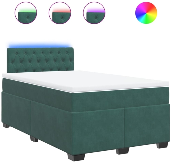 vidaXL Boxspringbett mit Matratze Dunkelgrün 120x200 cm Samt 3288591