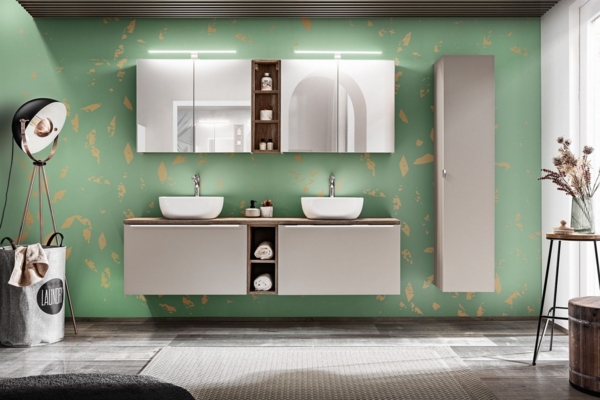 Badezimmer Hängeregal Spiegelschrank AKAN Vintage Eiche Bild 3