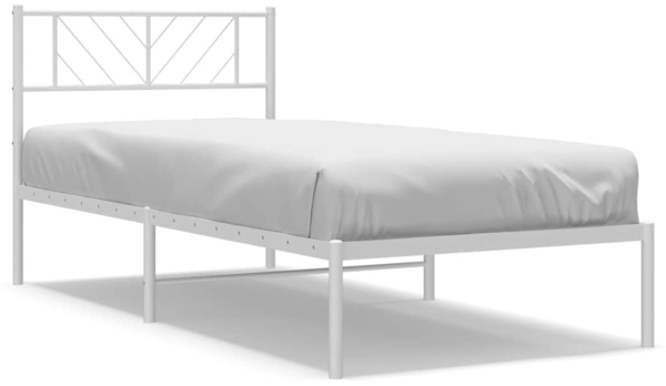 vidaXL Bettgestell mit Kopfteil Metall Weiß 100x200 cm 372223