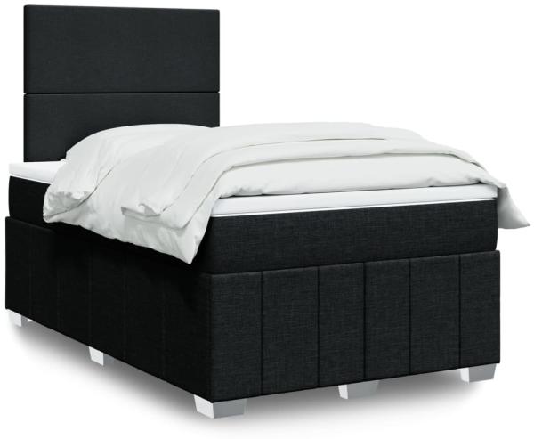 vidaXL Boxspringbett mit Matratze Schwarz 120x200 cm Stoff 3293930