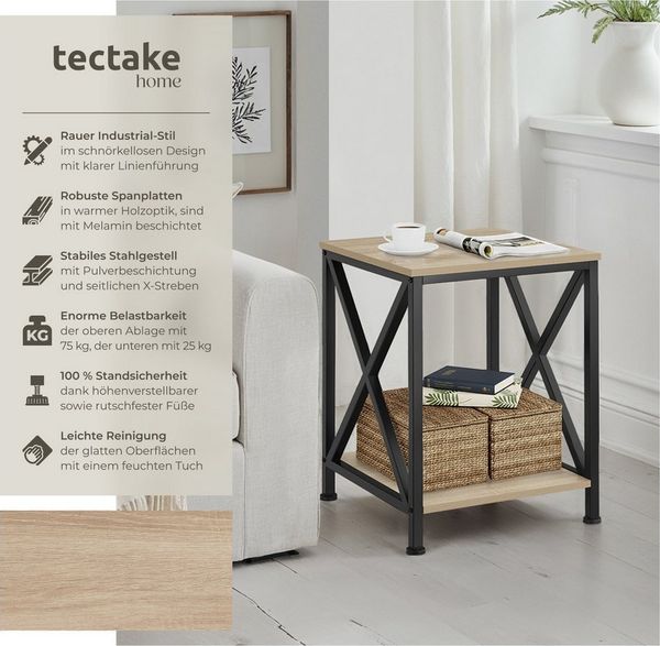 tectake Beistelltisch Carlton (1-St, 1 tlg), Dekorativer Beistelltisch im typischen Industrie-Chic