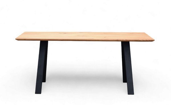 OTTO home Esstisch Reidigen Küchentisch, A-Form Metallgestell, Wildeiche massiv geölt, Baum Kante oder Schweizer Kante, erhältlich in 3 Größen und 2 Farben