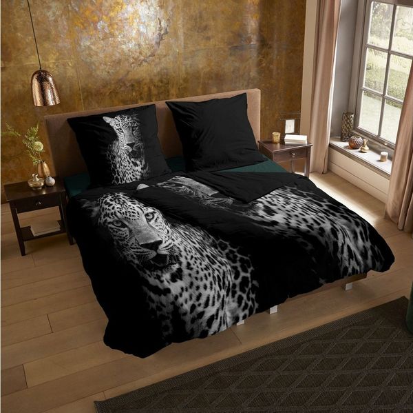 JACK Bettwäsche 135x200cm Leopard Black And White, Microfaser, 2 teilig, beeindruckender Print