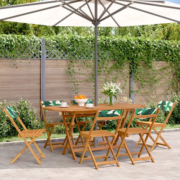 vidaXL Gartenstühle 6 Stk. Klappbar Grün Stoff und Massivholz 3214623