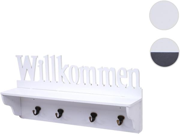 Wandgarderobe HWC-D41 Willkommen, Garderobe Regal, 4 Haken massiv 30x60x13cm ~ weiß Bild 7