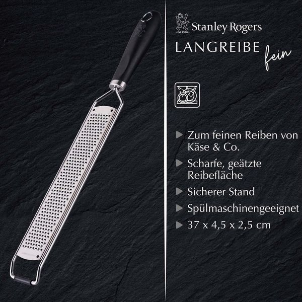 Stanley Rogers Küchenreibe Langreibe fein - Breite Reibefläche, Extra scharfe Edelstahlklingen