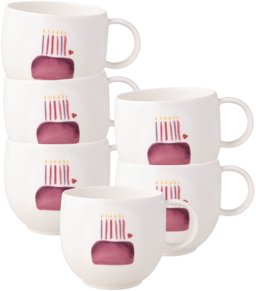 Villeroy & Boch With Love Henkelbecher 290 ml Happy Birthday 6er Set