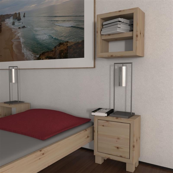 Nachttisch Nachtkommode Nachtkästchen mit Rückwand mit Zwischenboden ohne Füße ohne Türe Zirbe Bild 2