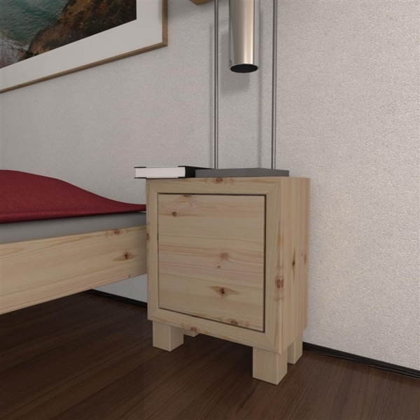 Nachttisch Nachtkommode Nachtkästchen mit Rückwand mit Zwischenboden ohne Füße ohne Türe Zirbe Bild 3