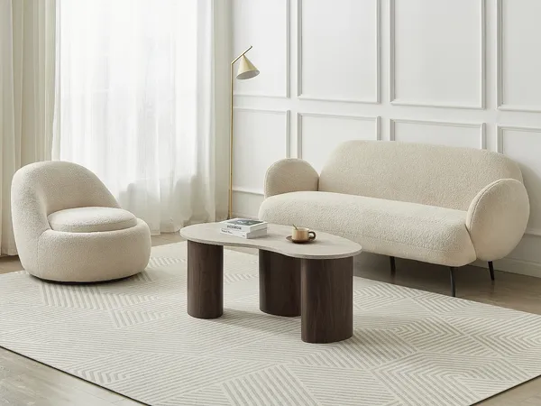 Vente-unique - ALOZYA Couchtisch Holz, Platte BraunBeige - B 60 cm x H 45 cm x L 120 cm