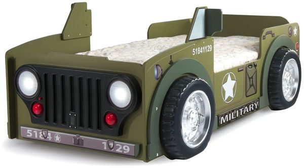 Autobett Militar Jeep 90x190 mit Lattenrost & Matratze