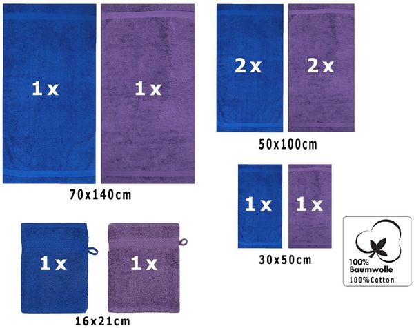 Betz Handtuch Set 10-TLG. Handtuch-Set Classic, 100% Baumwolle (Set, 10-St), Farbe lila und royalblau