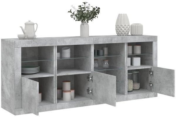 vidaXL Sideboard mit LED-Leuchten Betongrau 164x37x67 cm 3209054