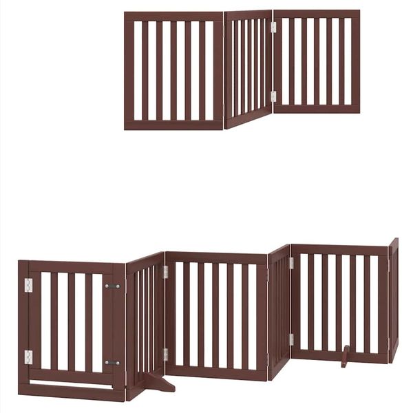 vidaXL 12-tlg. Hundetor mit Tür Faltbar Braun 600 cm Pappelholz 3155660 Bild 12