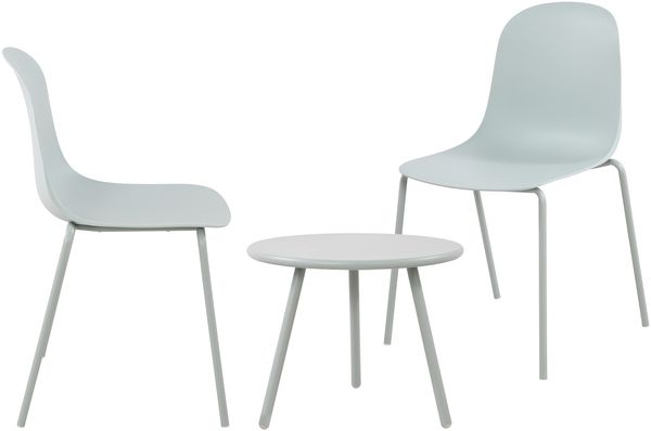 CLP 2er Sitzgruppe Berdin Set 1 Tisch 2 Stapelstühle wetterfest UV-beständig,türkis