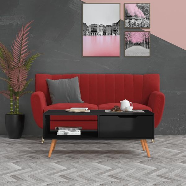 vidaXL Couchtisch Hochglanz-Schwarz 100x49,5x43 cm Holzwerkstoff 326793