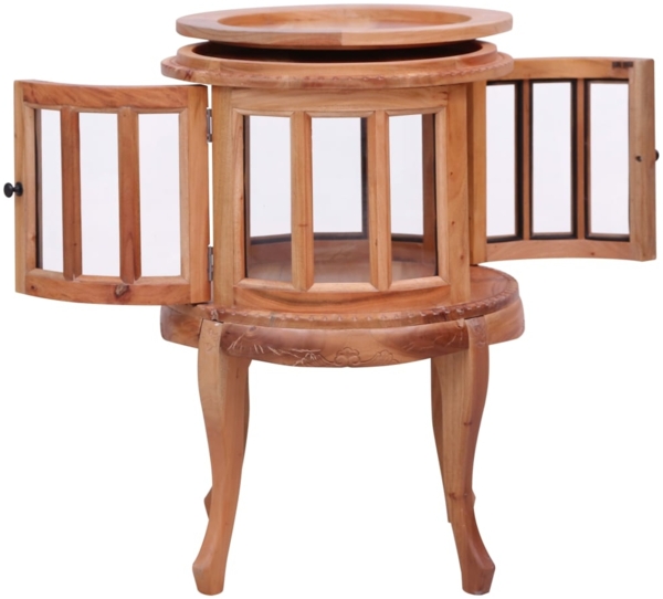 vidaXL Vitrinenschrank Natur 50 x 50 x 76 cm Massivholz Mahagoni 283844 Bild 3