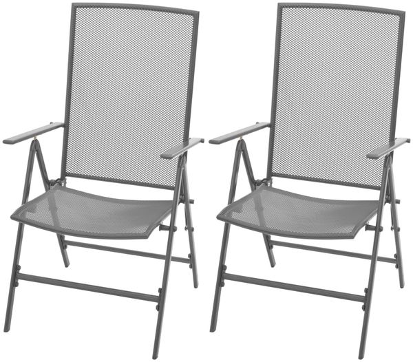 vidaXL Stapelbare Gartenstühle 2 Stk. Stahl Grau 42716