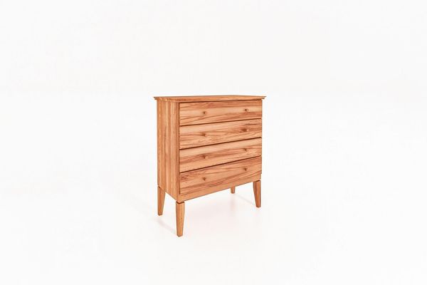 Kommode Sydo aus Kernbuche massiv 87x45x100 cm mit 4 Schubladen und Holzbeinen