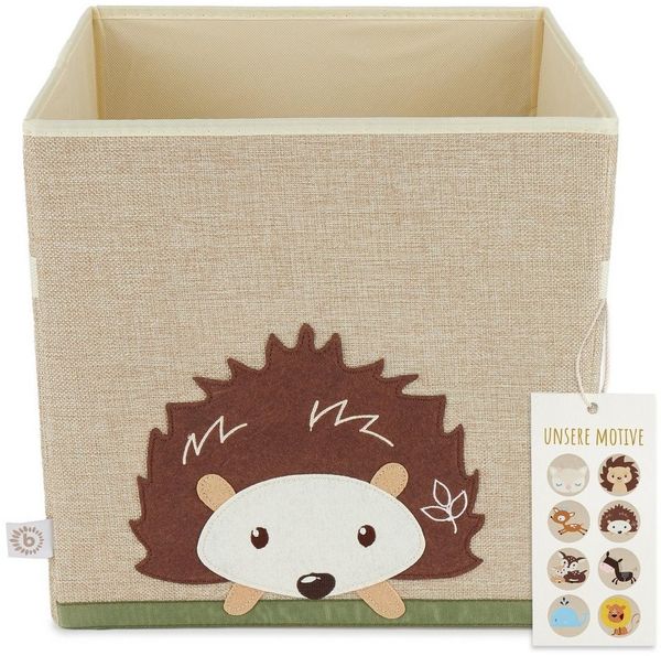 Staubox Spielzeugbox fürs Kinderzimmer, Igel, natur, 33 x 33 x 33 cm, von Bieco