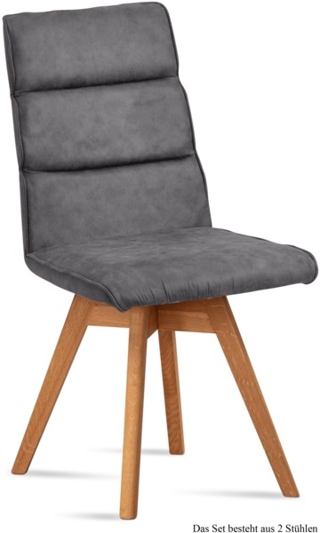 Esszimmerstuhl drehbar (2er-Set) Doris 47x92x60 Eiche geölt/Grau