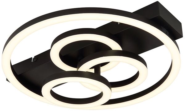 LED Deckenleuchte, Metall, Schwarz, Dimmbar, Memory, Fernbedienung