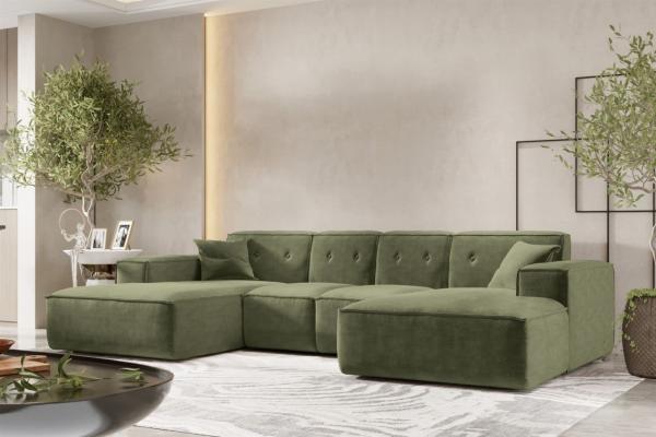 Wohnlandschaft Sofa U-Form CESINA XS in Stoff Perfect Harmony Waldgrün