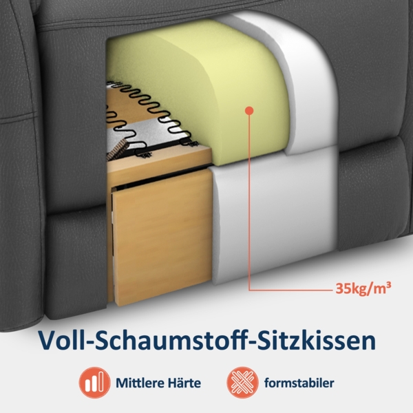 M MCombo Relaxsessel Elektrisch Verstellbar, Fernsehsessel 3 cm Wandnah, Relaxsessel Massagesessel mit Liegefunktion, TV Sessel für Enge Räume, 7063(Dunkelgrau) Bild 5