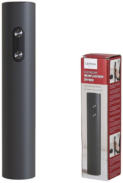 CEPEWA Weinflaschenöffner Elektrischer Weinflaschenöffner Kunststoff schwarz 4,5x22,5 cm