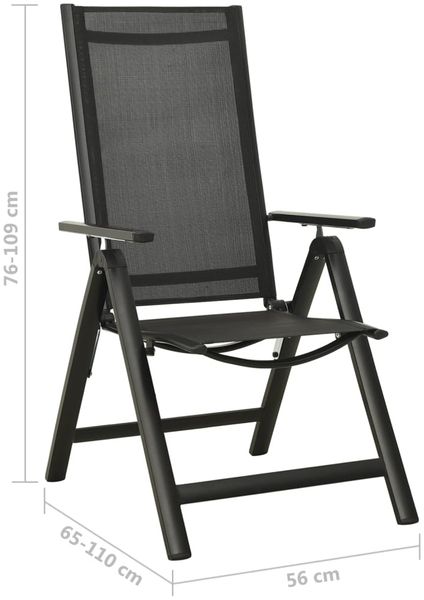 vidaXL Klappbare Gartenstühle 2 Stk. Textilene und Aluminium Schwarz 312188 Bild 9