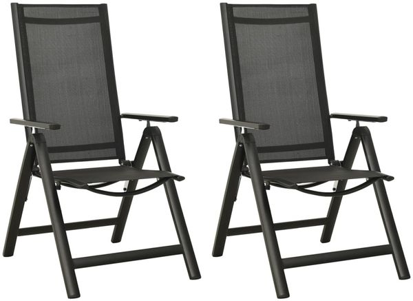vidaXL Klappbare Gartenstühle 2 Stk. Textilene und Aluminium Schwarz 312188