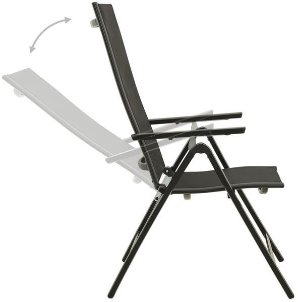 vidaXL Klappbare Gartenstühle 2 Stk. Textilene und Aluminium Schwarz 312188 Bild 6