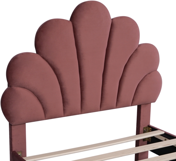 Polsterbett 90x200 cm Samt Stoffbett mit Kopfteil, stabiles Massivholz & Metallgestell, einfach zu montieren Bild 10