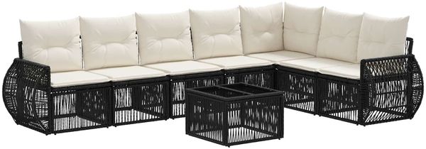 vidaXL Gartensofa-set 8 pcs Schwarz und Cremeweiß Poly-Rattan 3435430