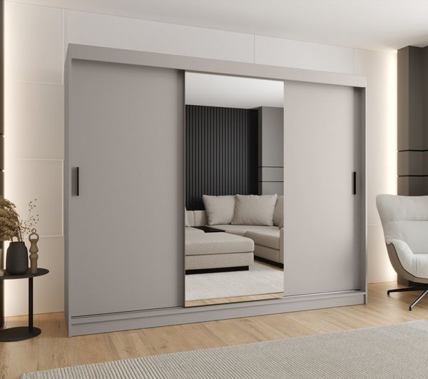 ABIKS MÖBEL Schwebetürenschrank RUBINO T 250 Schlafzimmerschrank mit Schiebetüren Kleiderstange Regale