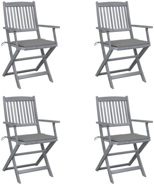 vidaXL Klappbare Gartenstühle 4 Stk. mit Sitzkissen Massivholz Akazie 3064510