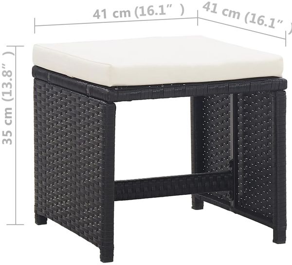 vidaXL 13-tlg. Garten-Essgruppe mit Auflagen Poly Rattan Schwarz 42524 Bild 10