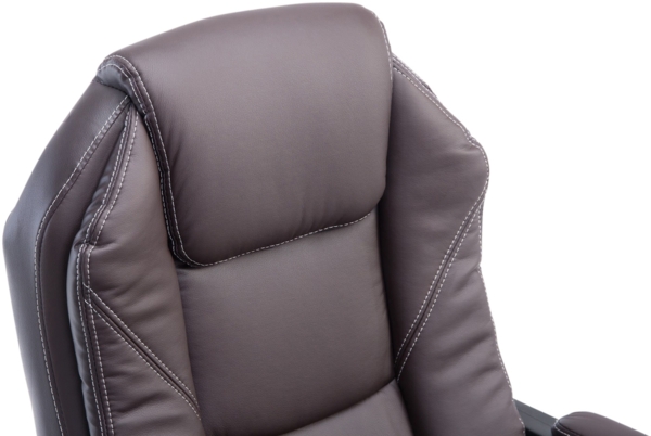 DELUKE® Bürostuhl MEDHA - 114x67x64, Braun Kunstleder Metall in Chromoptik Gestell ergonomische Bürostühle Homeoffice Stuhl mit Rollen Bild 5