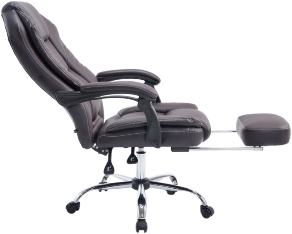 DELUKE® Bürostuhl MEDHA - 114x67x64, Braun Kunstleder Metall in Chromoptik Gestell ergonomische Bürostühle Homeoffice Stuhl mit Rollen Bild 7