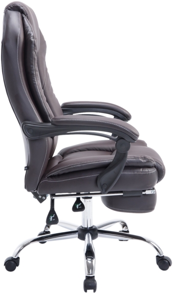 DELUKE® Bürostuhl MEDHA - 114x67x64, Braun Kunstleder Metall in Chromoptik Gestell ergonomische Bürostühle Homeoffice Stuhl mit Rollen Bild 3