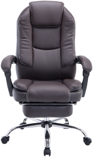 DELUKE® Bürostuhl MEDHA - 114x67x64, Braun Kunstleder Metall in Chromoptik Gestell ergonomische Bürostühle Homeoffice Stuhl mit Rollen Bild 2