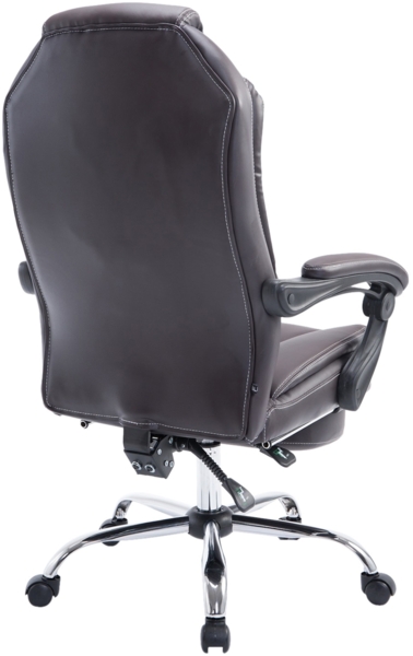 DELUKE® Bürostuhl MEDHA - 114x67x64, Braun Kunstleder Metall in Chromoptik Gestell ergonomische Bürostühle Homeoffice Stuhl mit Rollen Bild 4