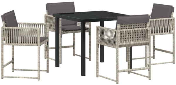 vidaXL Garten Essgruppe 5 pcs Hellgrau Poly-Rattan 3380761