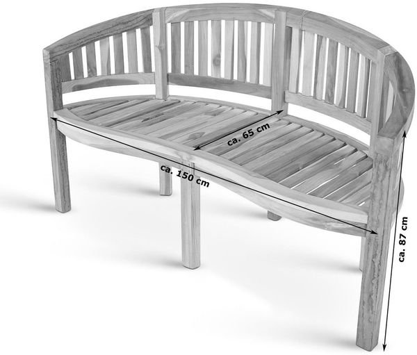 SAM® Gartenbank Leyla, Teakholz massiv, Bananenbank, stabil und hochwertig